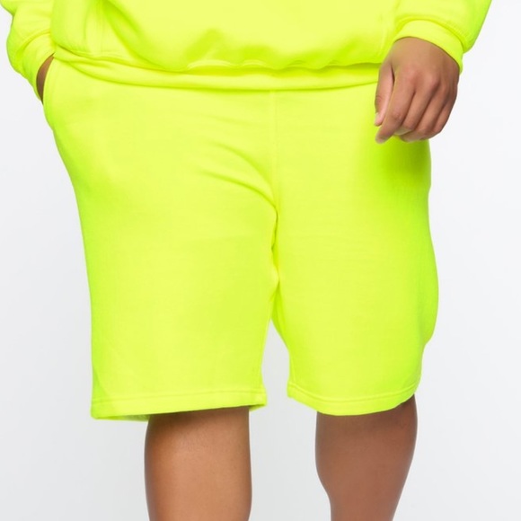 Neon Green Sweat Shorts Online Sales 